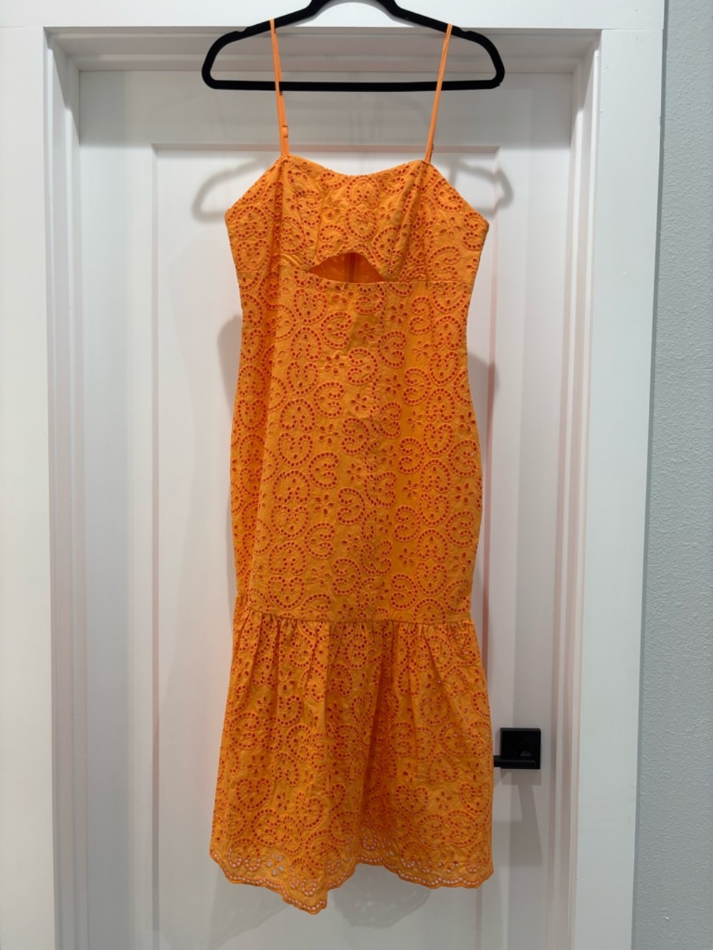 MINKPINK Orange Eyelet Midi Dress with Cutout Detail